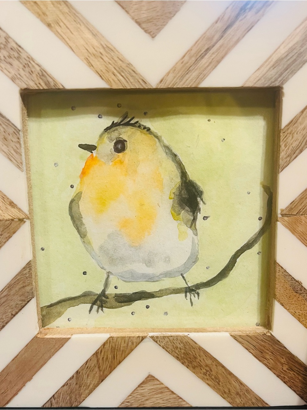 Opalhouse Yellow and Gray Watercolor Bird Wall Art